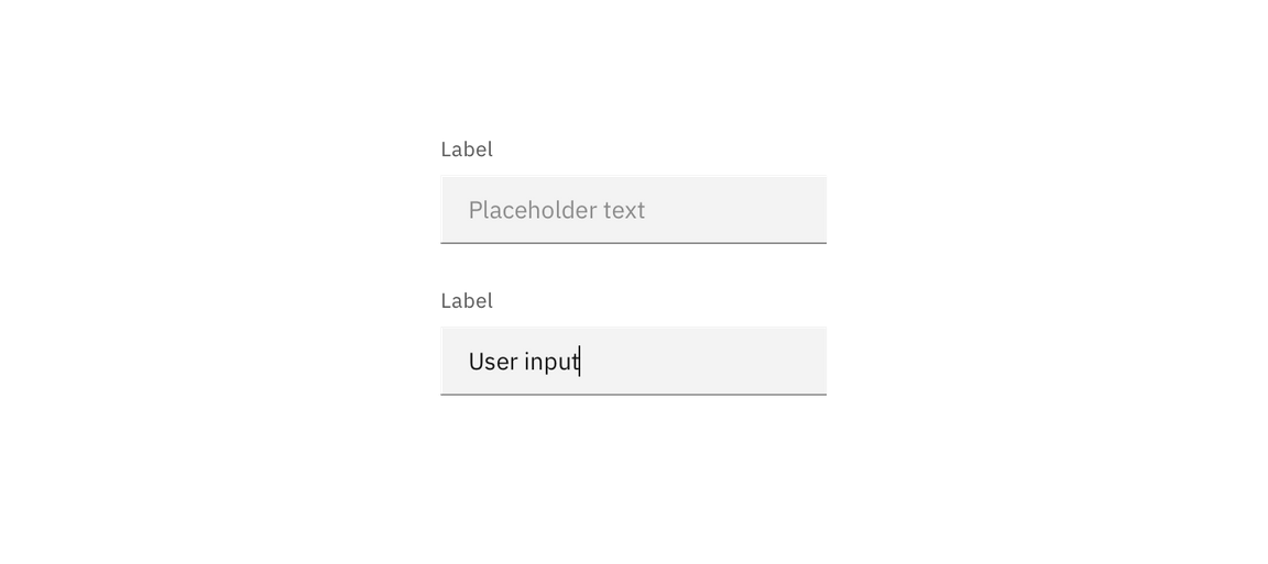 Default and user input states for text input in both field colors