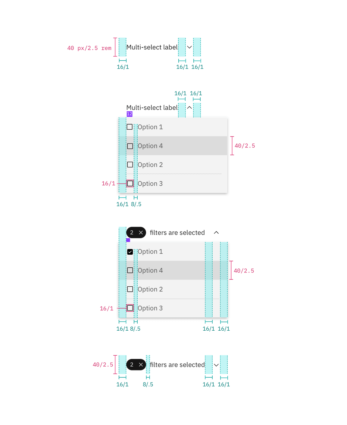 Structure and spacing for inline dropdown