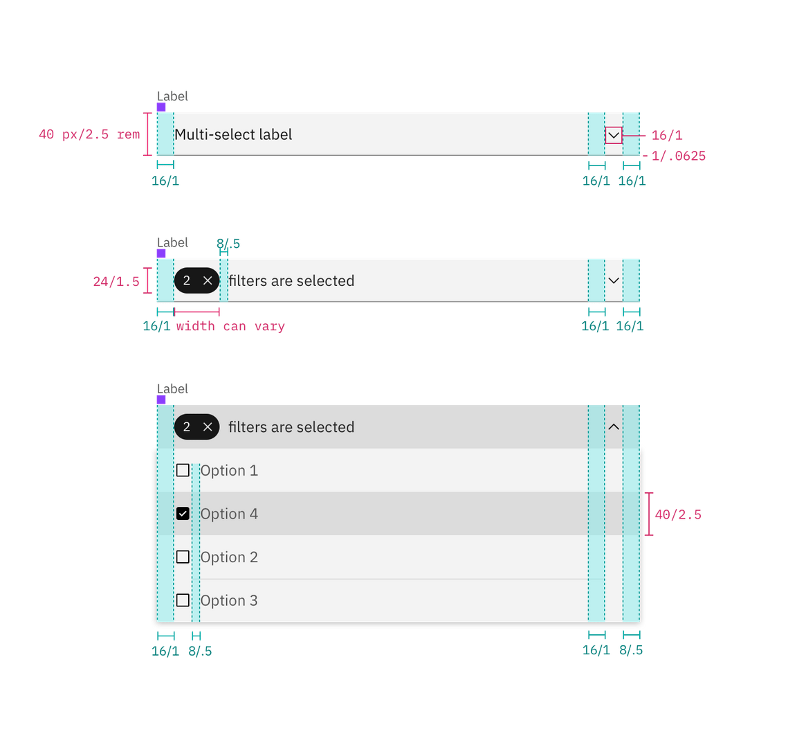 Structure and spacing for a multi-select dropdown