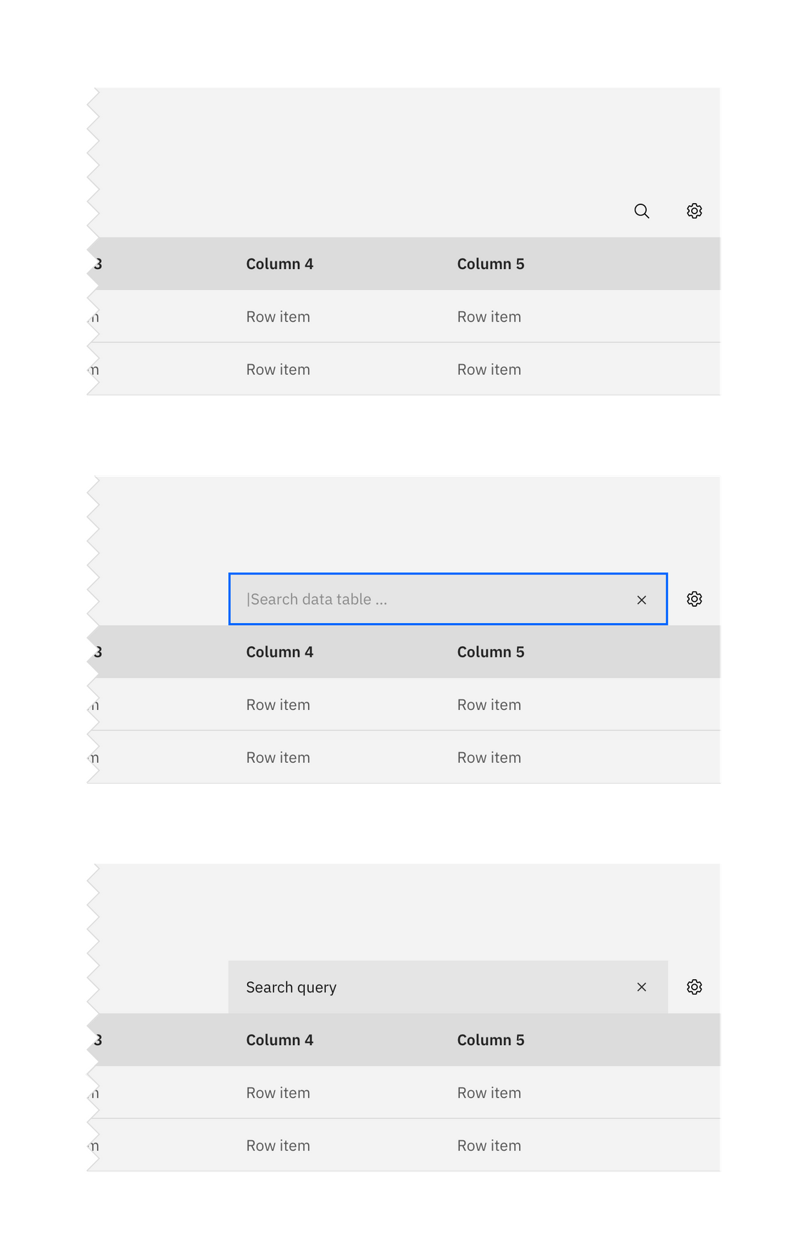 data table with search