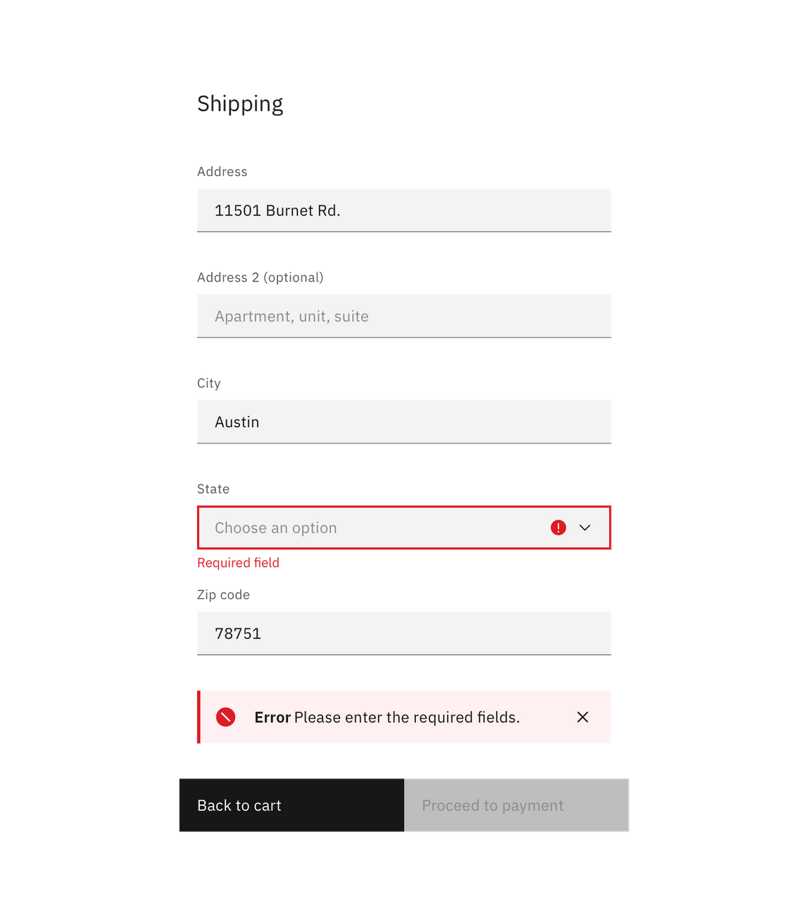 Form example with inline notification